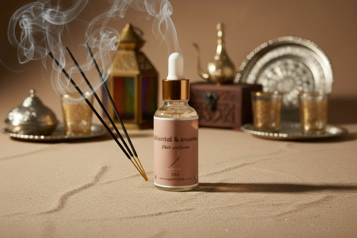 Elixir parfumé senteur Oriental et encens Ayana et A Candle
