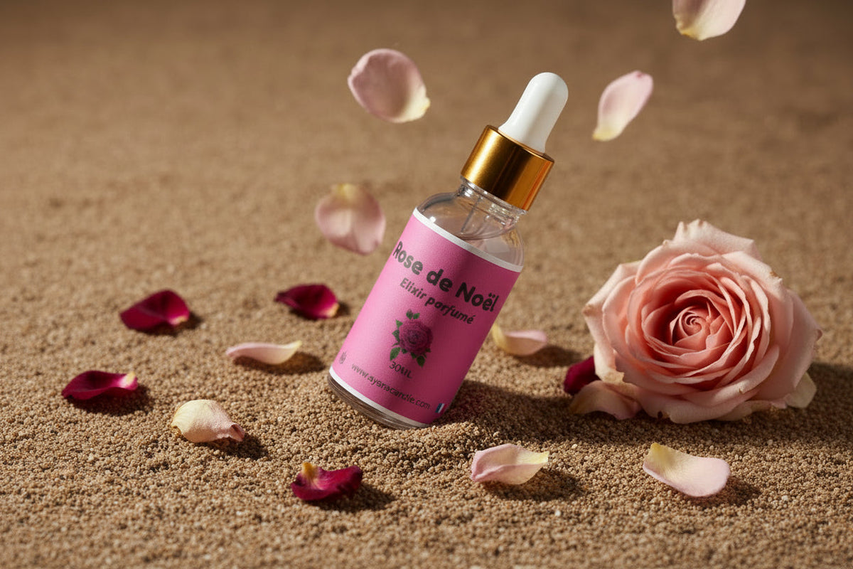 Elixir parfumé senteur rose de noël Ayana et A Candle